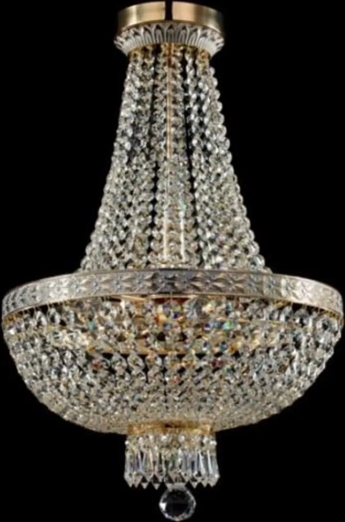 Lustre Baroque Casa Padrino Cristal Blanc et Or 40 x 61 cm Style Antique