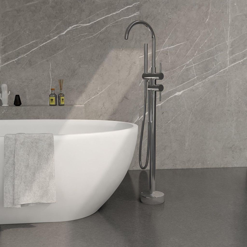 WEBO Atlanta freestanding bath faucet with hand shower, chrome