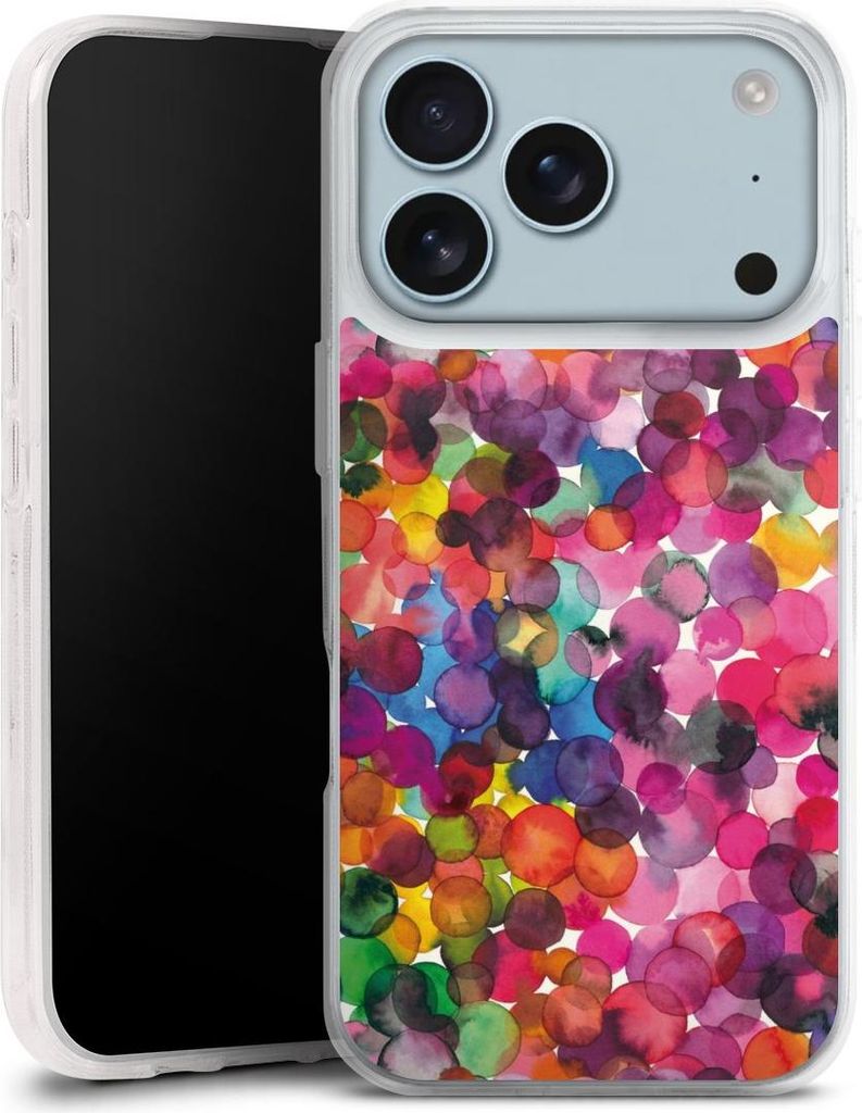 DeinDesign Handyhülle für Apple iPhone 17 Pro Silikon Hülle Case Smartphone Schutzhülle Punkte Wasserfarbe bunt