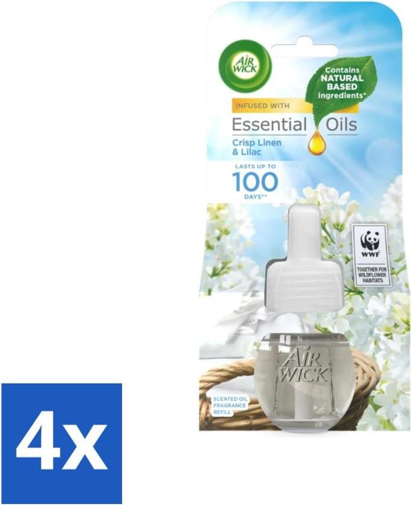 Air Wick – Lufterfrischer-Nachfüller – Ätherische Öle – Frisches Leinen & Flieder – Elektrischer Duftdiffusor – 20 ml - Vorteilspack -...