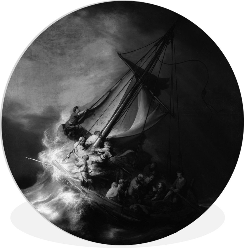 MuchoWow Rundes Wandbild - Runde Bilder Der Sturm auf dem See Genezareth - Gemälde von Rembrandt van Rijn Ø 30 cm Kreis Wanddekoration Kunststo...