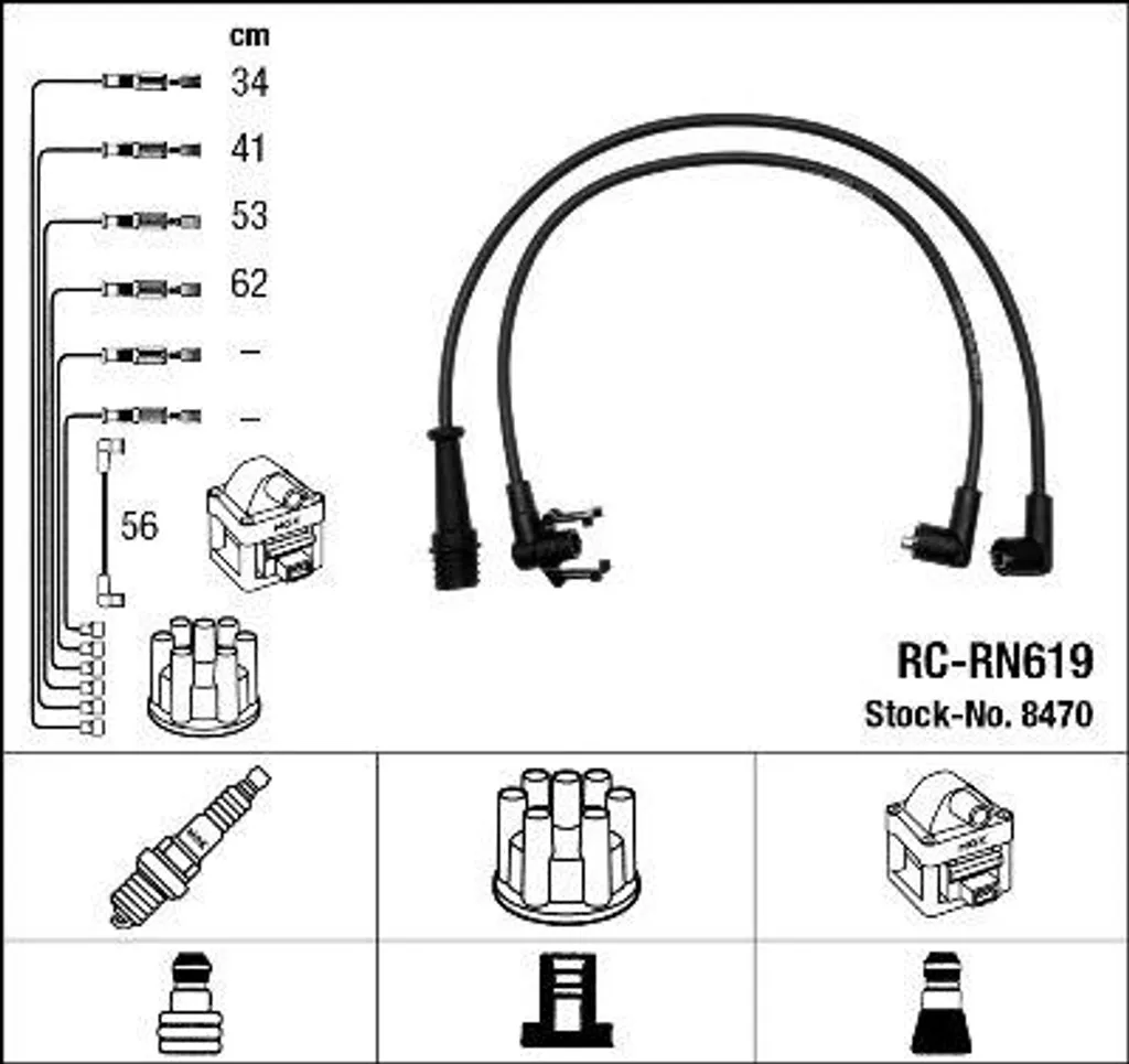 Jeu de câbles d'allumage haute isolation NGK 8470 compatible Espace