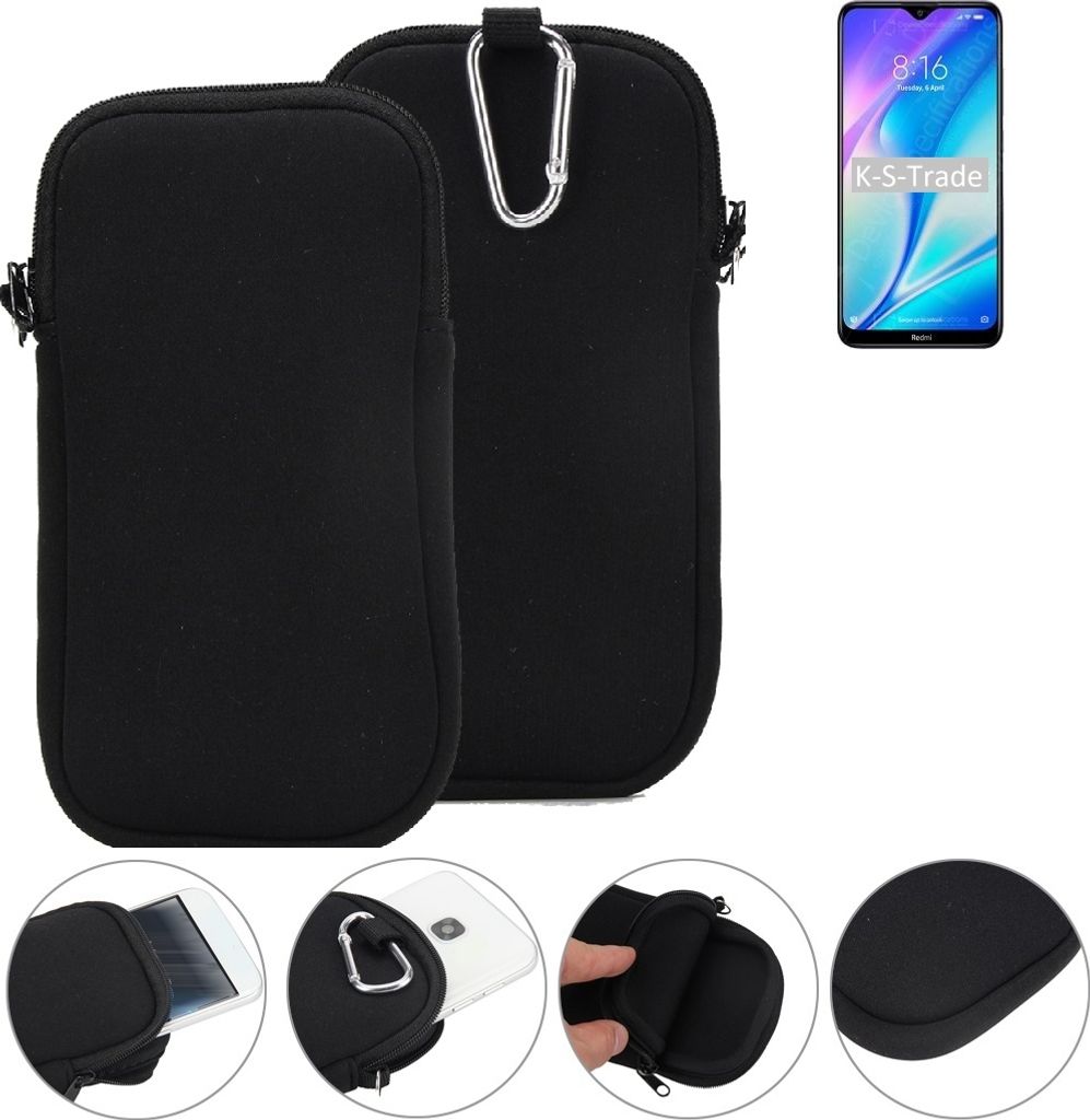 K-S-Trade Neopren-Hülle Handyhülle kompatibel mit Xiaomi Redmi 8A Dual Schutzhülle Neoprenhülle Sleeve Schutz-Hülle Gürtel Tasche Case Holster