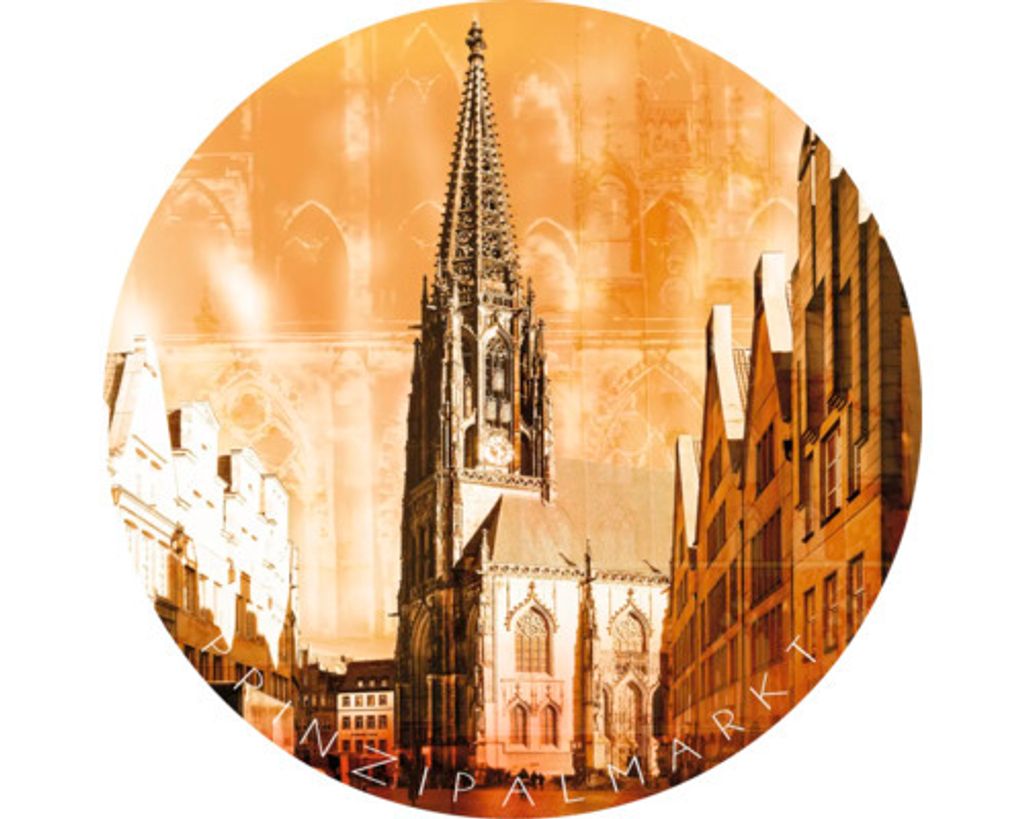 Glasbild Münster Prinzipalmarkt Ø 20 cm