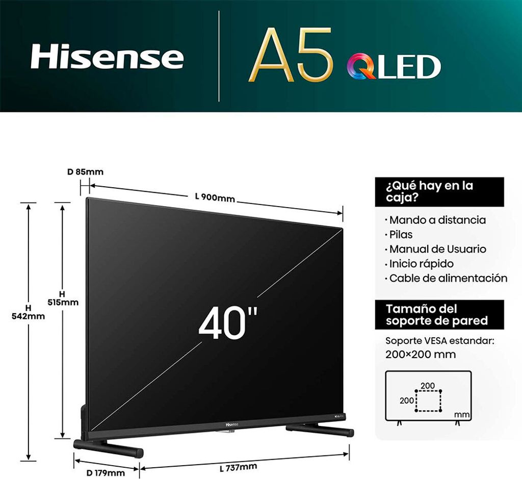 Fernseher 40Zoll Schwarz Full HD Auflösung VIDAA U6 QLED Produktbild 23