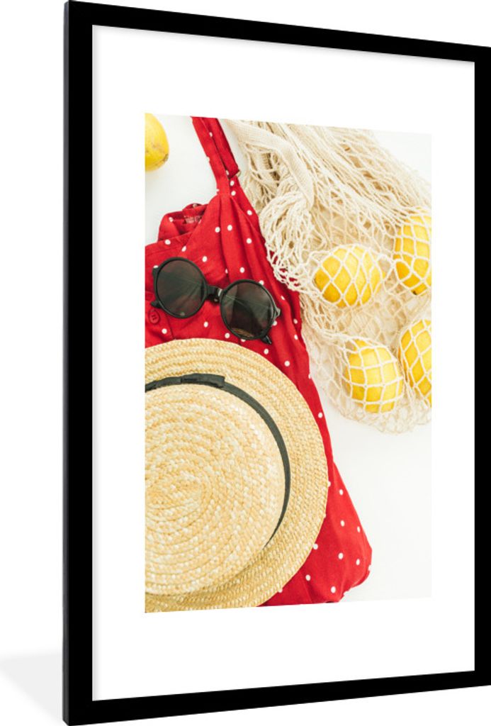 MuchoWow® Gerahmtes Poster Sommer - Hut - Tasche 60x90 cm - Produktbild 