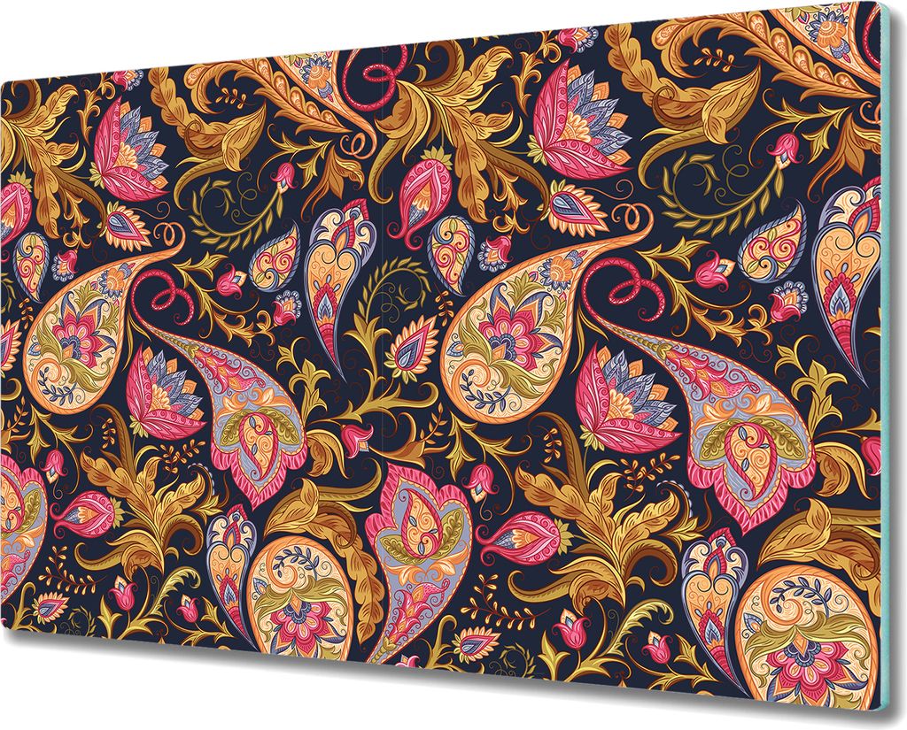Glas-Herdabdeckplatte Glaskeramikkochfeld-Abdeckung Spritzschutz - 80x52 cm - Paisley Buntes Rosa