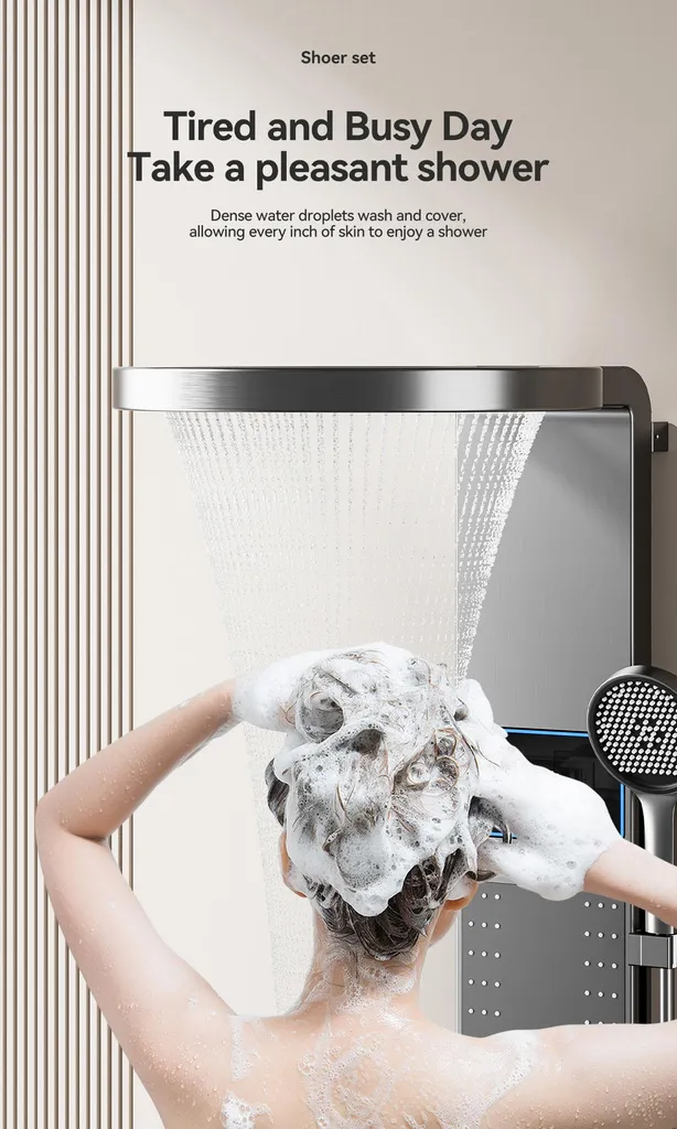 Douche cascade anti-calcaire aluminium brossé - Remplacement mural - 5