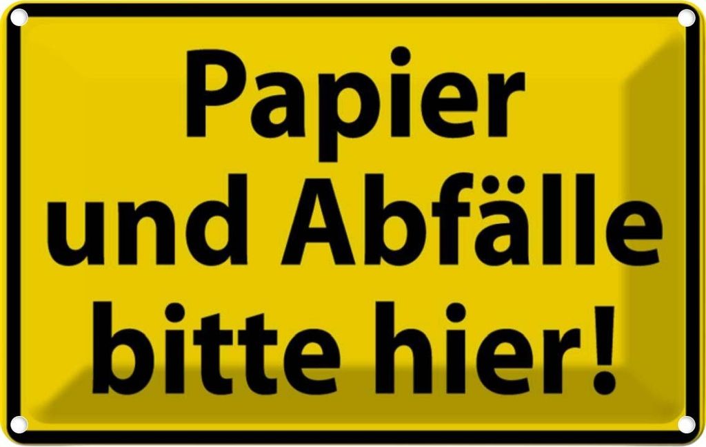 vianmo Blechschild 20x30 cm Papier Abfälle bitte hier Warnschild Hinweisschild Sicherheit Vorsicht