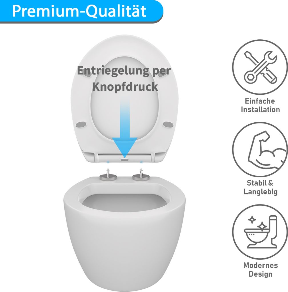 WC-Sitz mit Absenkautomatik O Form Toilettendeckel Produktbild 5