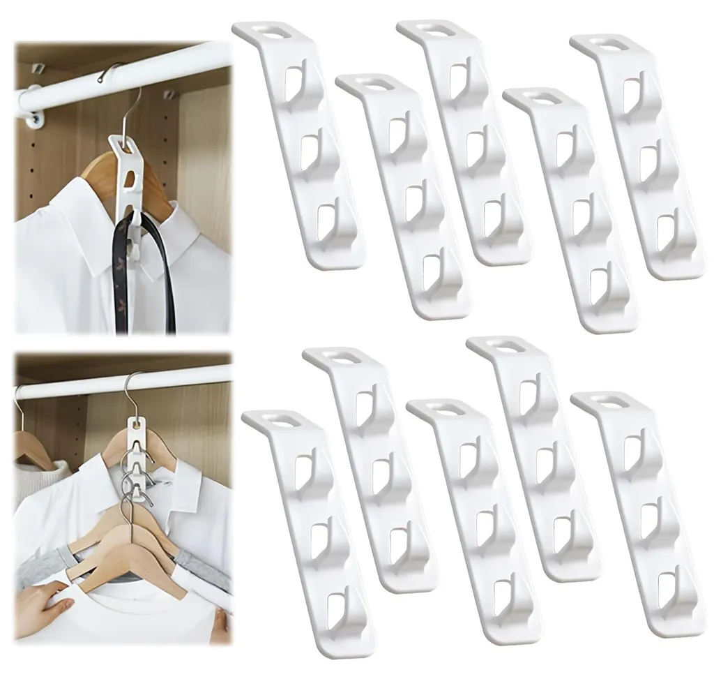 Organisateur de penderie crochets pour cintres blancs pack de 10