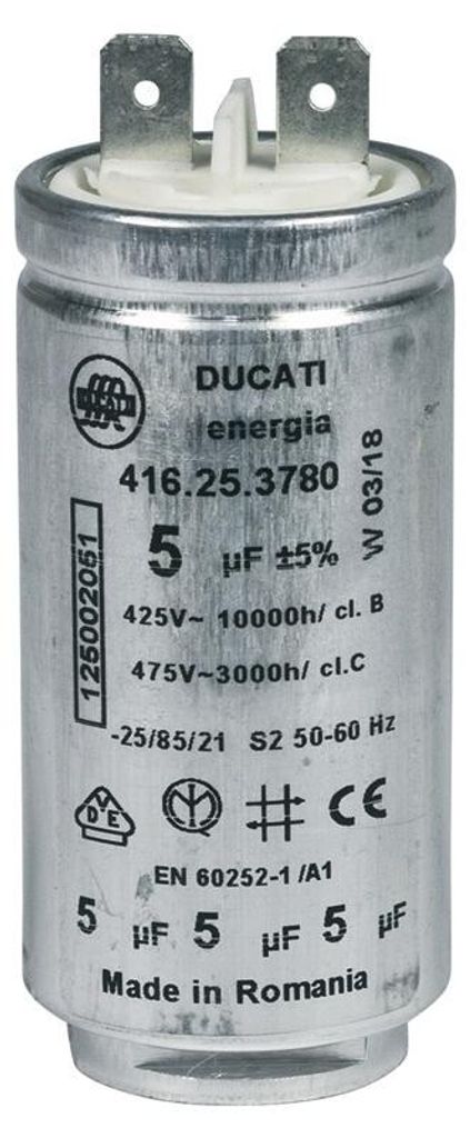 A close-up studio shot of a cylindrical capacitor.