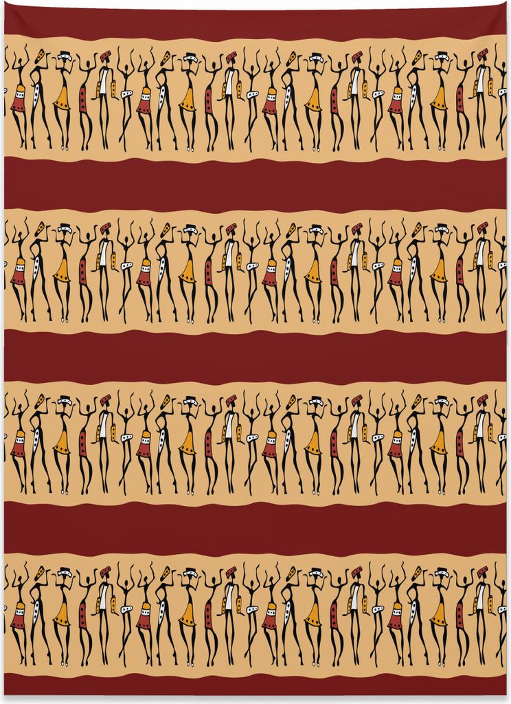 Abakuhaus afrikanische Frau Wandteppich, Alte Grenzen aus Weiches Mikrofaser Stoff Kein Verblassen Klare Farben Waschbar, 110 x 150 cm, Schwarz Pfi...
