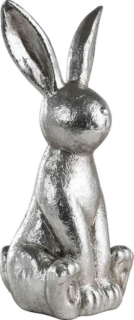 EGLO Living Osterdeko Hase Chilandy, Deko Ostern Frühling, Frühlingsdeko Osterhase, Tischdeko elegant, Osterfigur aus Kunststein in Silber, 25,5 cm
