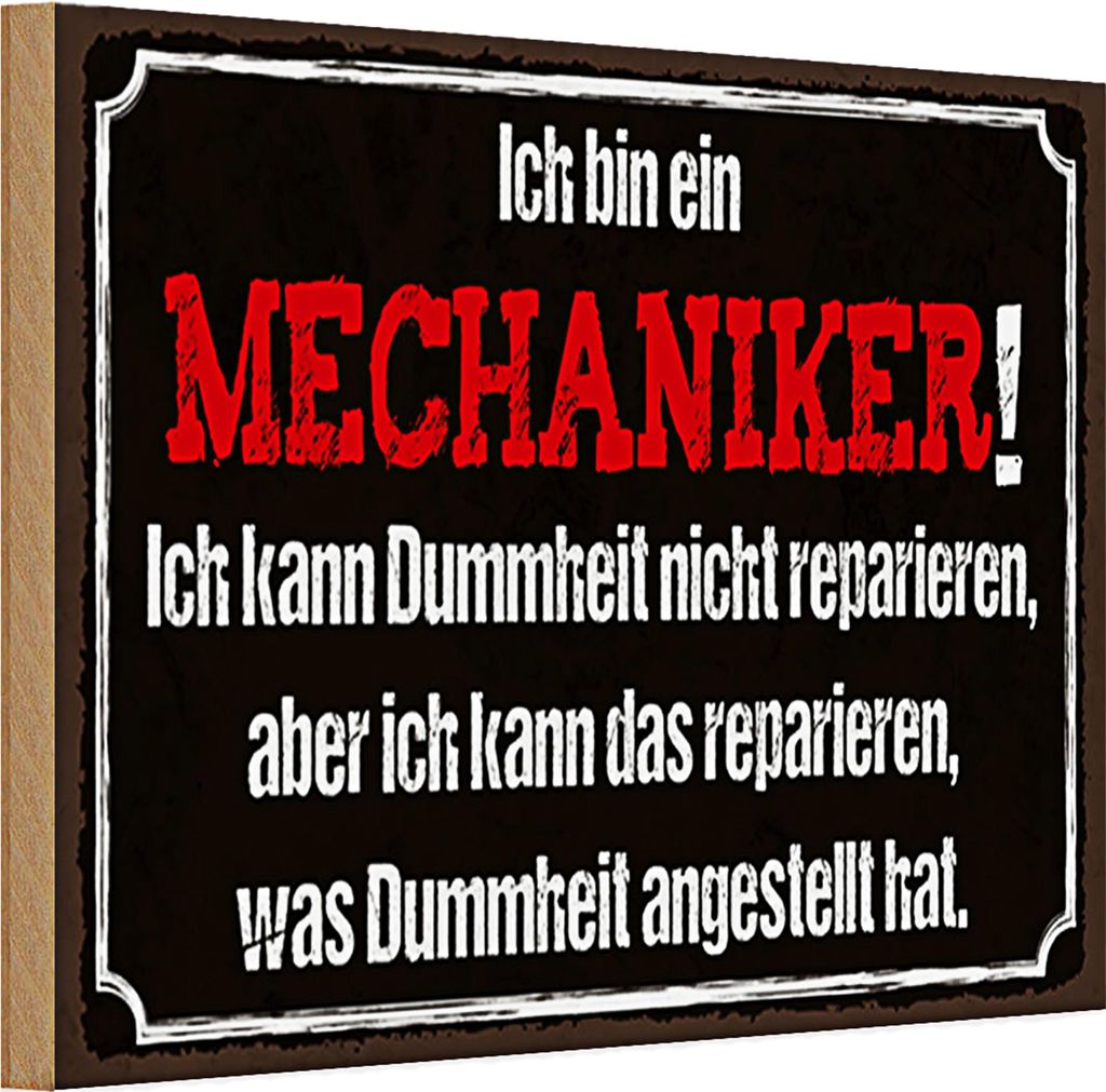 Holzschild Spruch 30x20cm bin Mechaniker kann reparieren