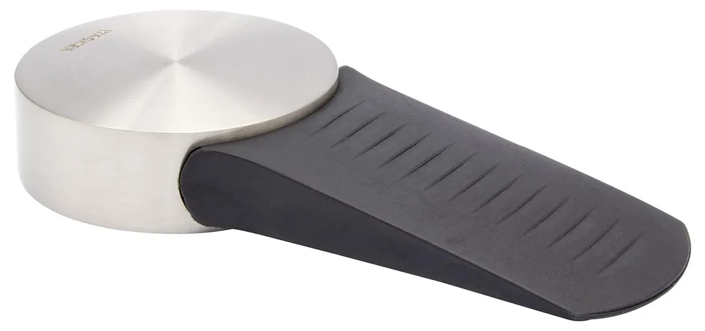 Butée de porte sol pour protéger murs et meubles, aspect inox brossé