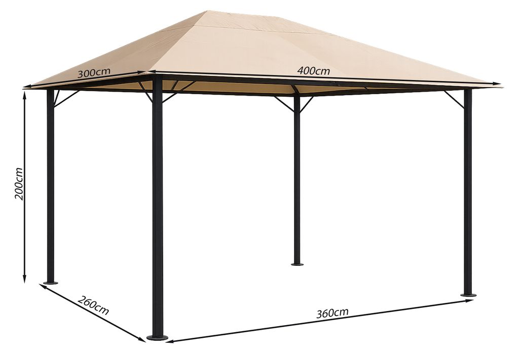 Metall Garten Pavillon Nizza 3x4m Partyzelt Sand Produktbild 