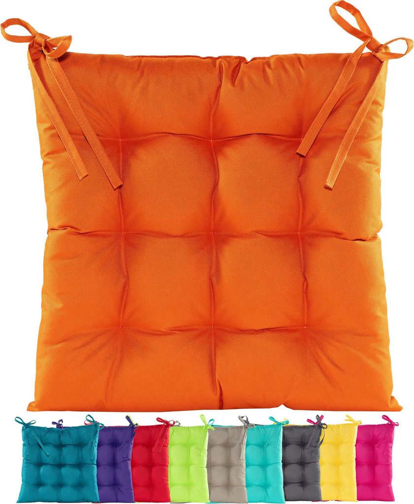 JACK Outdoor Stuhlkissen 38x38cm Lounge Kissen Auflage Wasserfest Sitzkissen Garten Lotus Effekt, Farbe:Orange