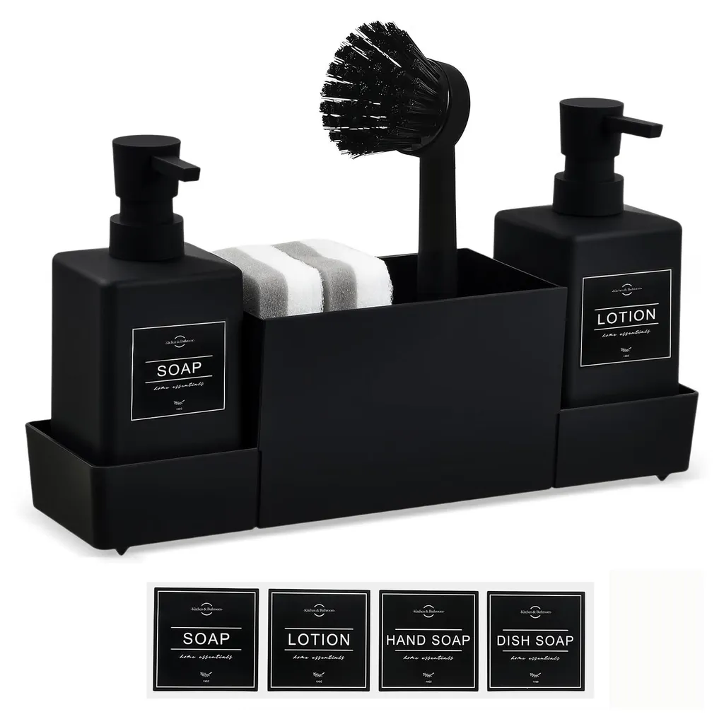 Organiseur cuisine anti-gouttes avec distributeur savon et brosse