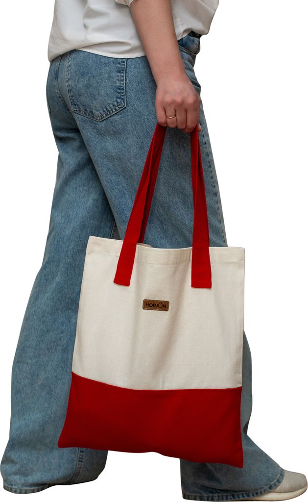 HORJUN Tragetasche Beuteltaschen, Baumwolltaschen, 100% Baumwolle, Gabardine Stoff Rot