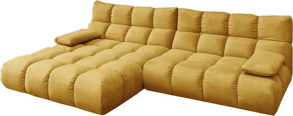 KAWOLA Sofa VIVIEN Ecksofa Velvet curry Longchair links