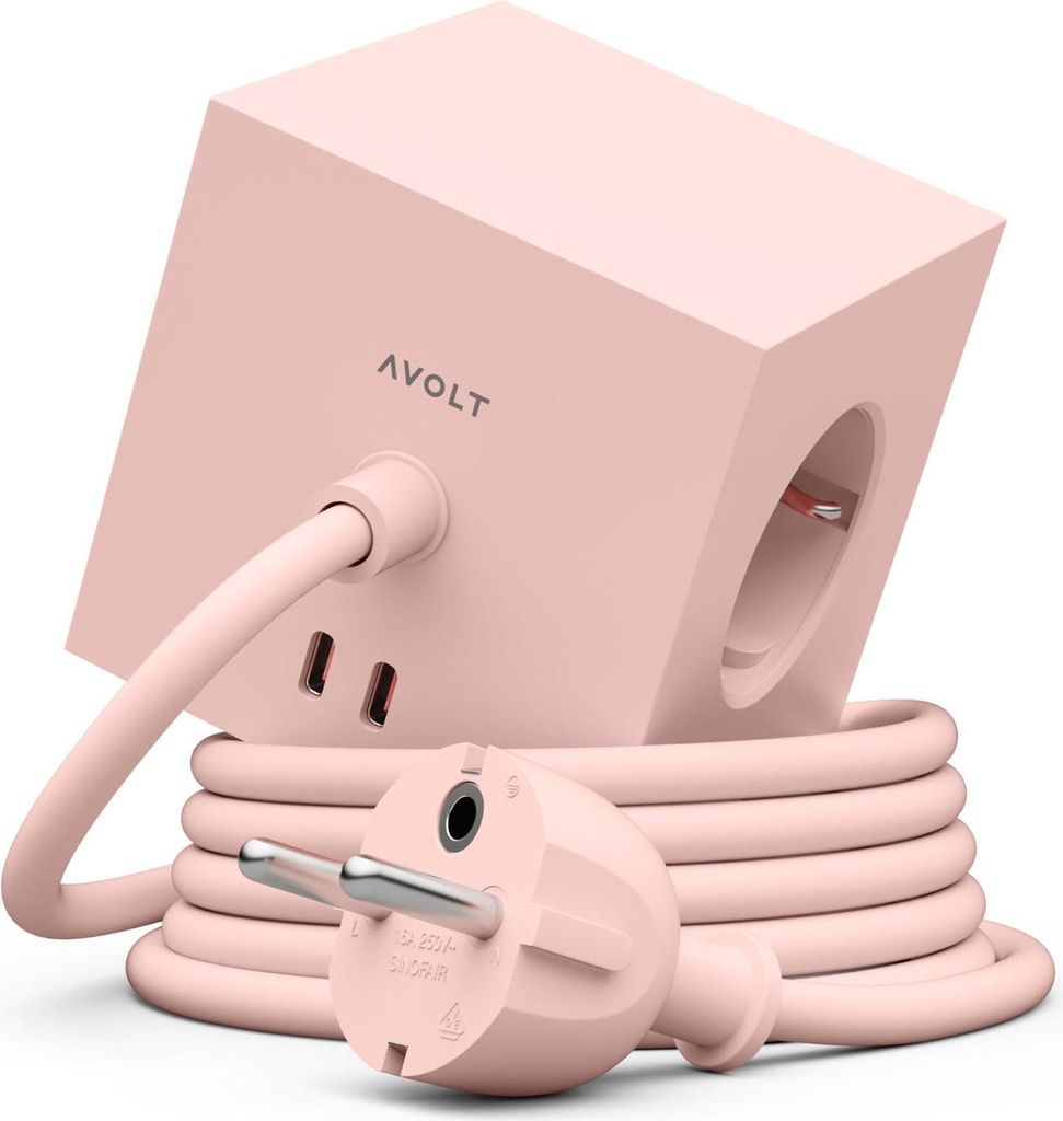AVOLT - Carregador AC Square 1 (1,8 m, nová růžová) Produktbild 