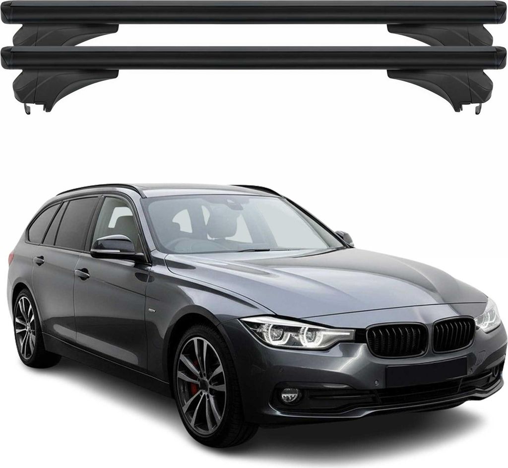 Menabo Dachträger Grundtäger für BMW 3er F31 Touring 2012-2018 Alu Schwarz 2 tlg