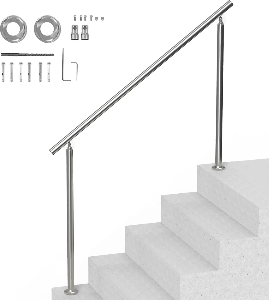 Rampe d'escalier en acier inoxydable 150 cm à double colonne résistante