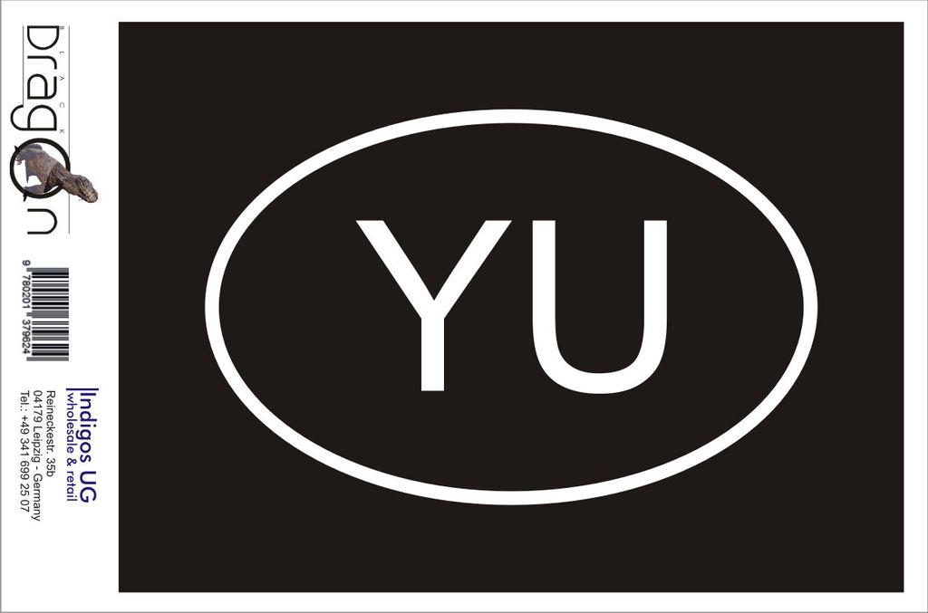 Aufkleber / Autoaufkleber - JDM / Die cut / Auto / OEM - Jugoslawien YU - 110X70 mm schwarz - Heckscheibe / Heckscheibenaufkleber