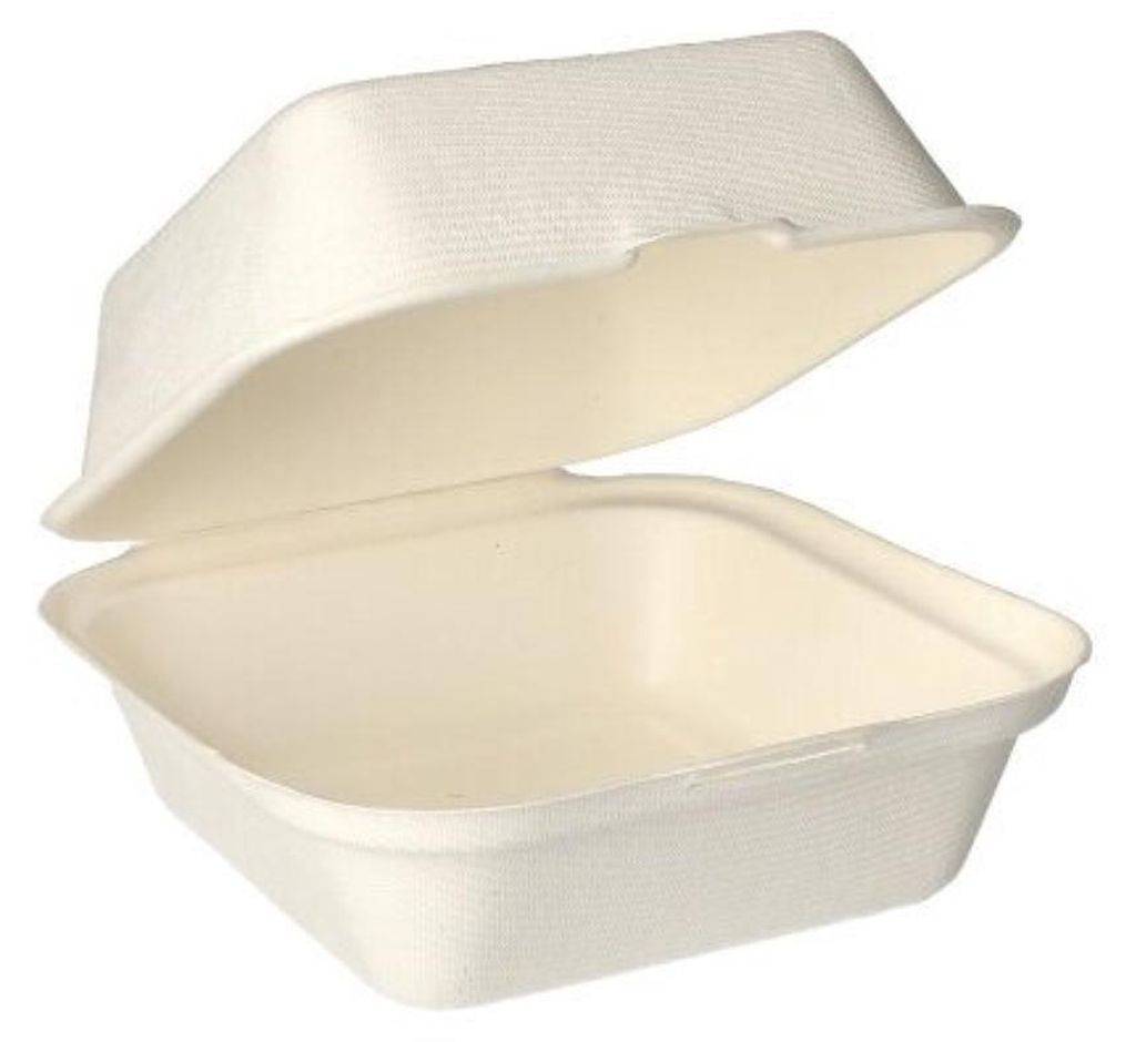 25 Hamburger-Boxen Zuckerrohr "pure" 8 cm x 14 cm x 15 cm Produktbild 