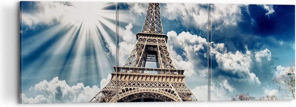 Bild auf Leinwand - Leinwandbild - Architektur gebäude stadt eiffel - 120x40cm - Wand Bild - Wanddeko - Leinwanddruck - Bilder - Kunstdruck - Lein...