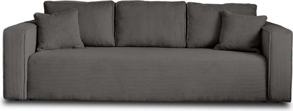 Best Möbel Topaze - 3-Sitzer Sofa - schlaffunktion und Bettkasten - aus Cord , Grau