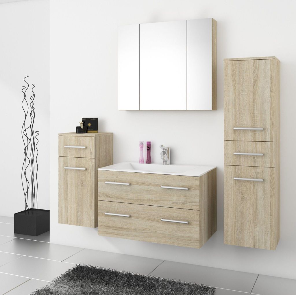 TOP Badmöbel / Badezimmer Regina 5tlg. Set in Sonoma Eiche Produktbild 
