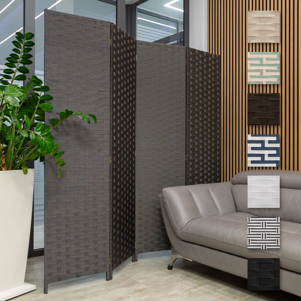 HEXIM Paravent 180x180 cm - Trennwand 4-teilig klappbar für Innenbereich - Terrasse Garten Sichtschutz Privatsphäre freistehend (LR189-schwarz we...