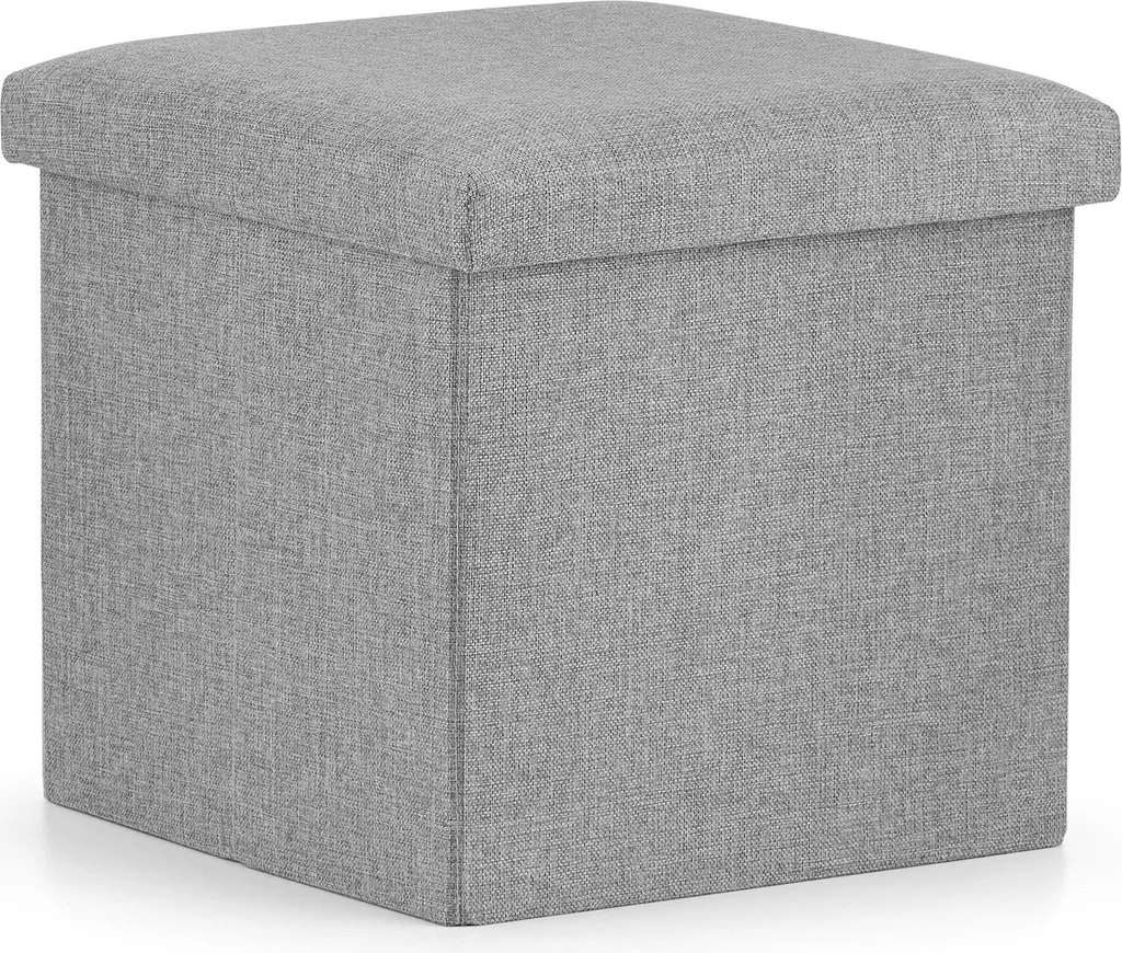 Tabouret pliant 2 en 1 avec coffre de rangement 19L en tissu gris M
