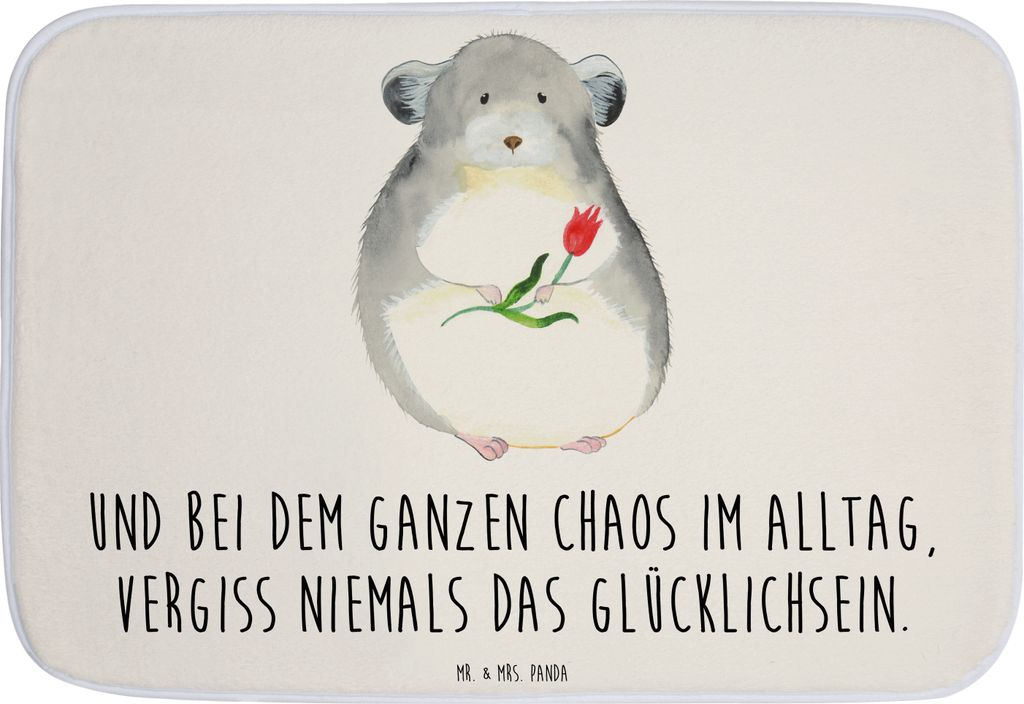 Mr. & Mrs. Panda Badvorleger Chinchilla Blume - Weiß - Geschenk, Kummer, Chinchillas, Badematte, Liebeskummer, Büro, Gute Laune, Chaos, Badteppic...