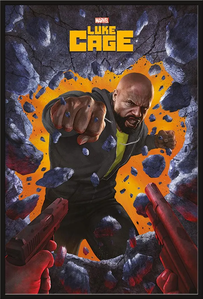 Tableau Luke Cage Marvel encadré sous vitre acrylique Shinsuke® Noir