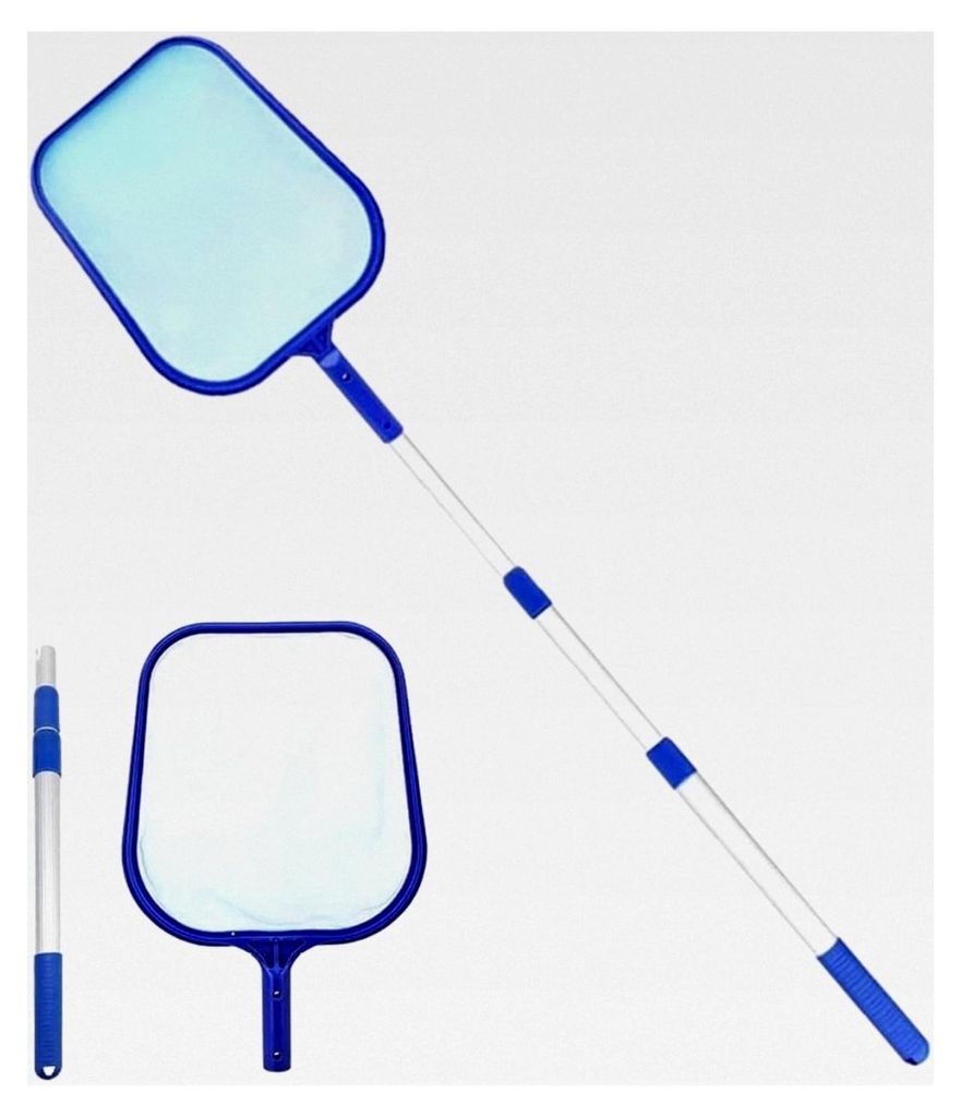 Pool Skimmer Kescher mit 150 cm Teleskopstange für die Reinigung von Schwimmbädern, Teichen und Springbrunnen