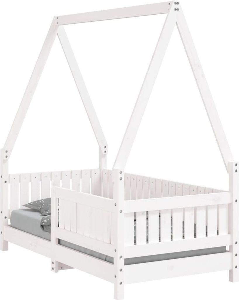 Kinderbett Weiß 70x140 cm Massivholz Kiefer