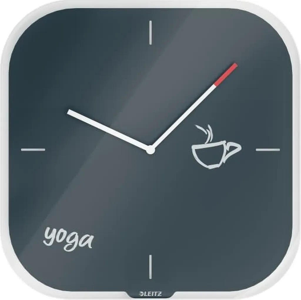 Leitz 90170089 Orologio da Parete Cosy Grigio in Vetro Temperato