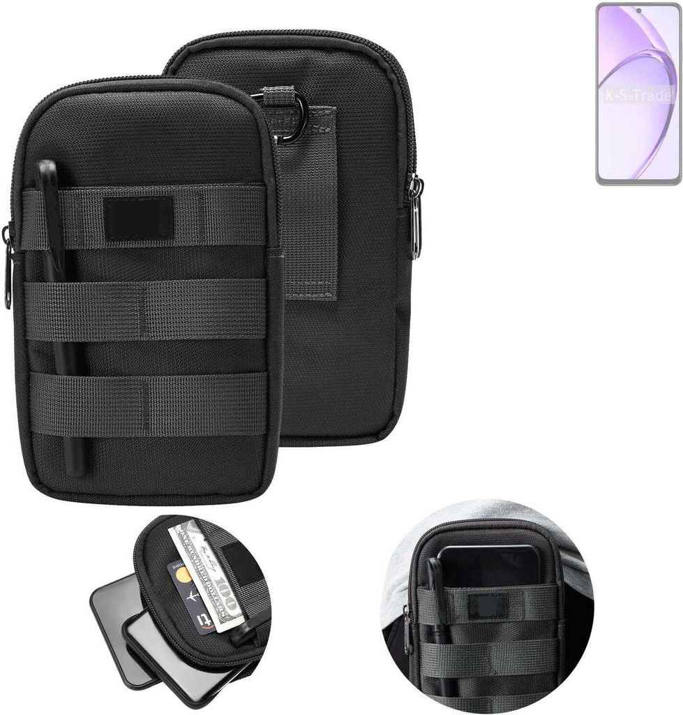 K-S-Trade Holster Gürtel Tasche kompatibel mit Oppo A3x CPH2641 Handy Tasche Schutz Hülle dunkel-grau viele Fächer, 1x