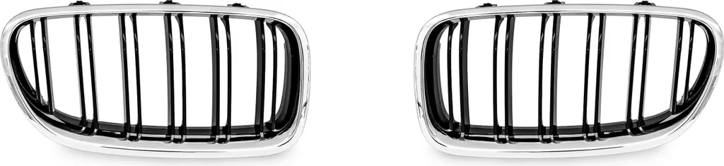 Calandre double barrette chrome noir brillant pour look sport luxe