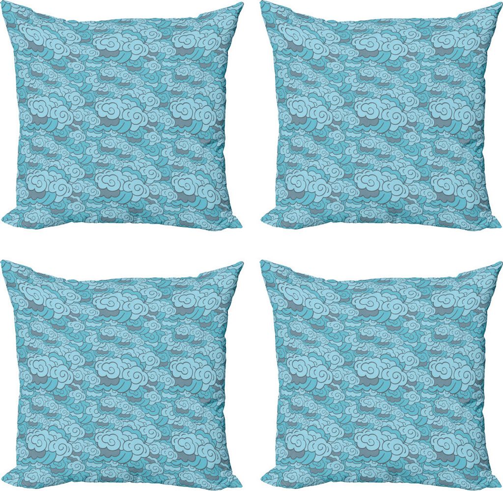 ABAKUHAUS Wolke Kissenbezug Set (4 Stück), blau Skyscape, Moderner Doppelseitiger Digitaldruck, 40 cm x 40 cm, Kadett-Blau Hellblau