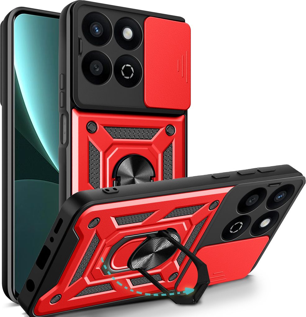 Outdoor Panzer Hülle für Honor 200 Smart Handyhülle mit Slide Kameraschutz Ringhalter in Rot