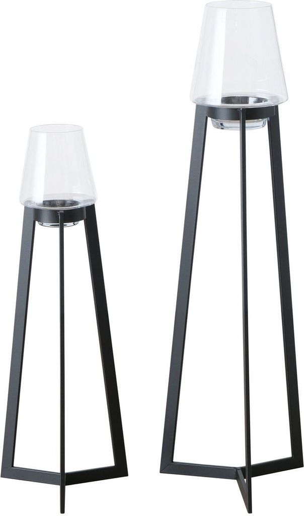 Windlicht "Tulia", 2er Set, H86cm und H114cm, von Boltze, schwarz