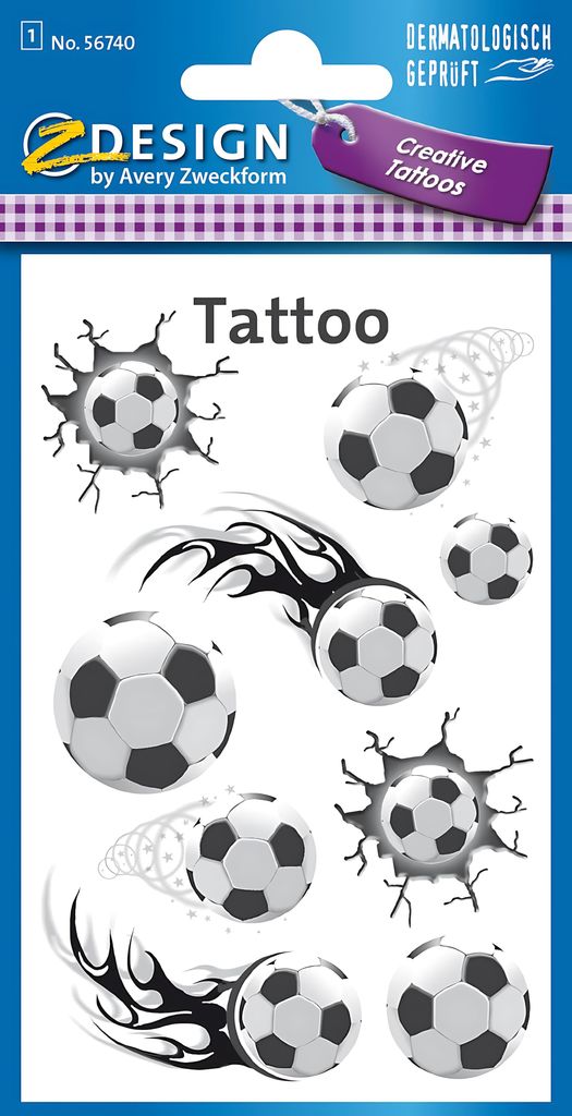 AVERY Zweckform ZDesign KIDS Tattoos "Fußball" 1 Blatt à 9 Tattoos