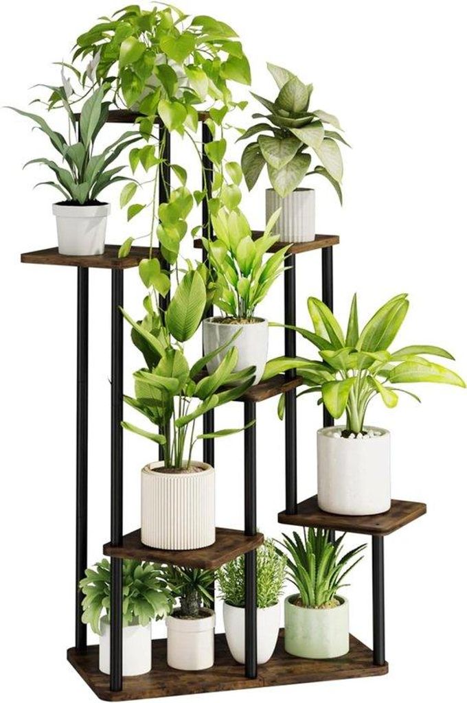 Metallene Pflanzständer - Mehrfachpflanzplatte - Gefaltete Blumenschalen für Innen und Außen - 7 Ebenen - Terrasse Gartenzimmer Balkon Schlafzimmer