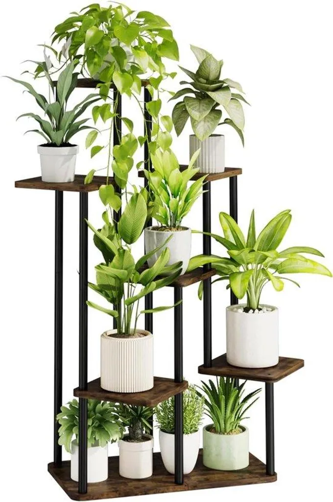 Étagère pour Fleurs à Niveaux - Jardinière Verticale en Métal Pliable