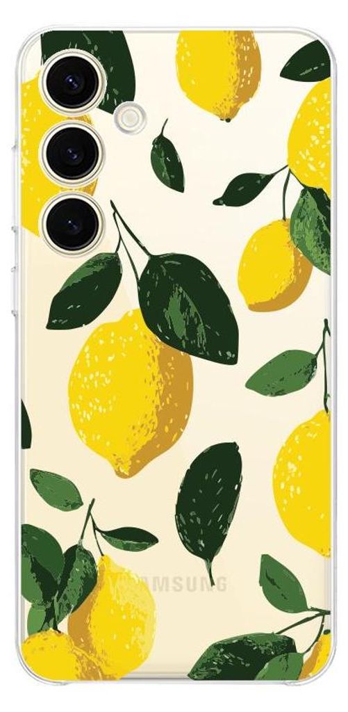 Flexible Hülle für das Samsung Galaxy S25 Plus, Kameraschutz, TPU Silikon transparent, saftige Zitronen
