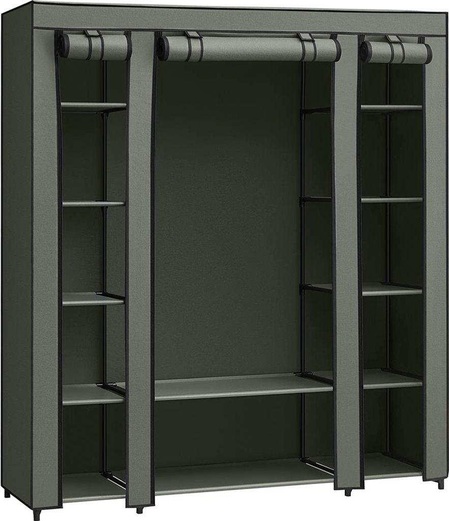 Stoffkleiderschrank mit Kleiderstange, salbeigrün